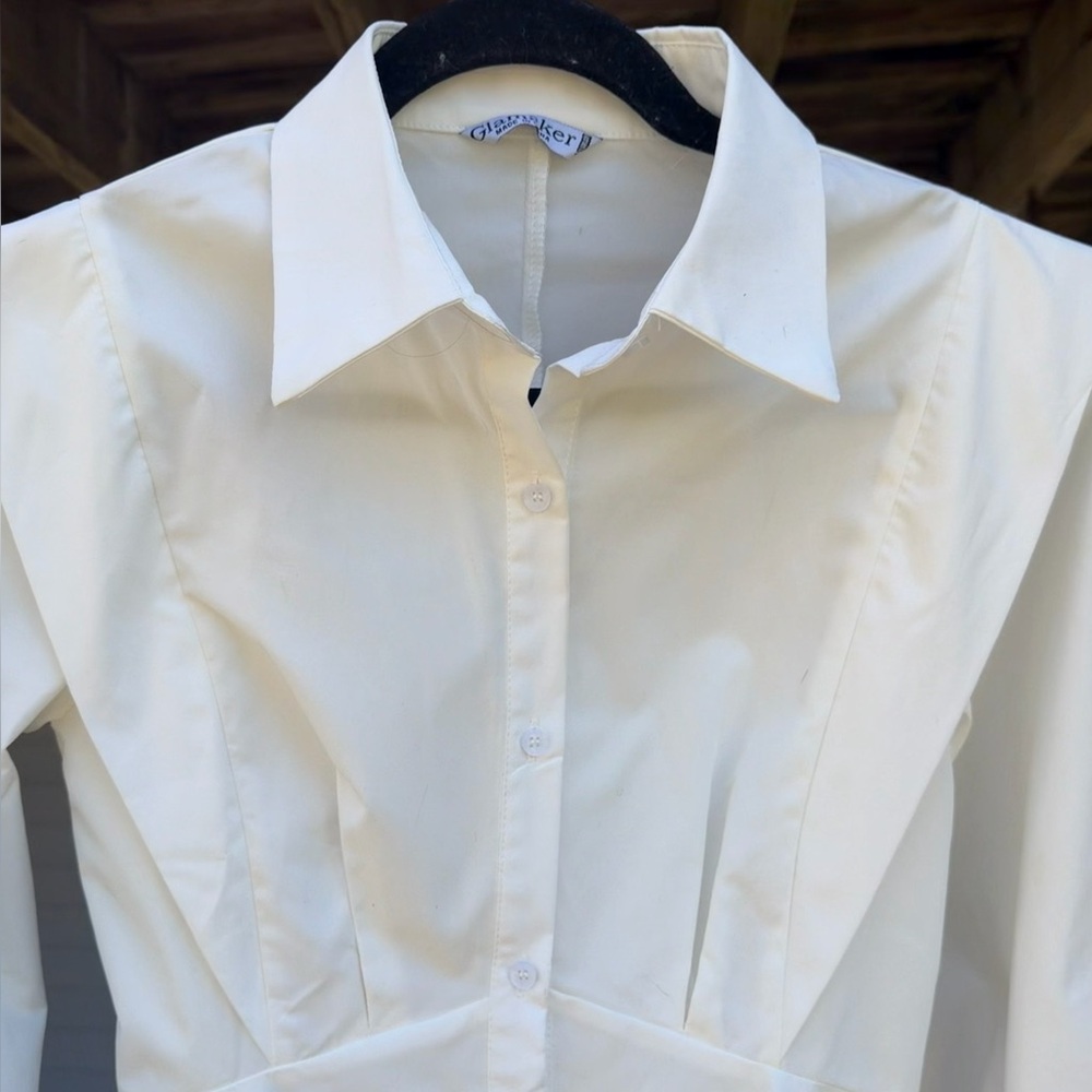 Glamaker Preppy White Structured Button Front Min… - image 4